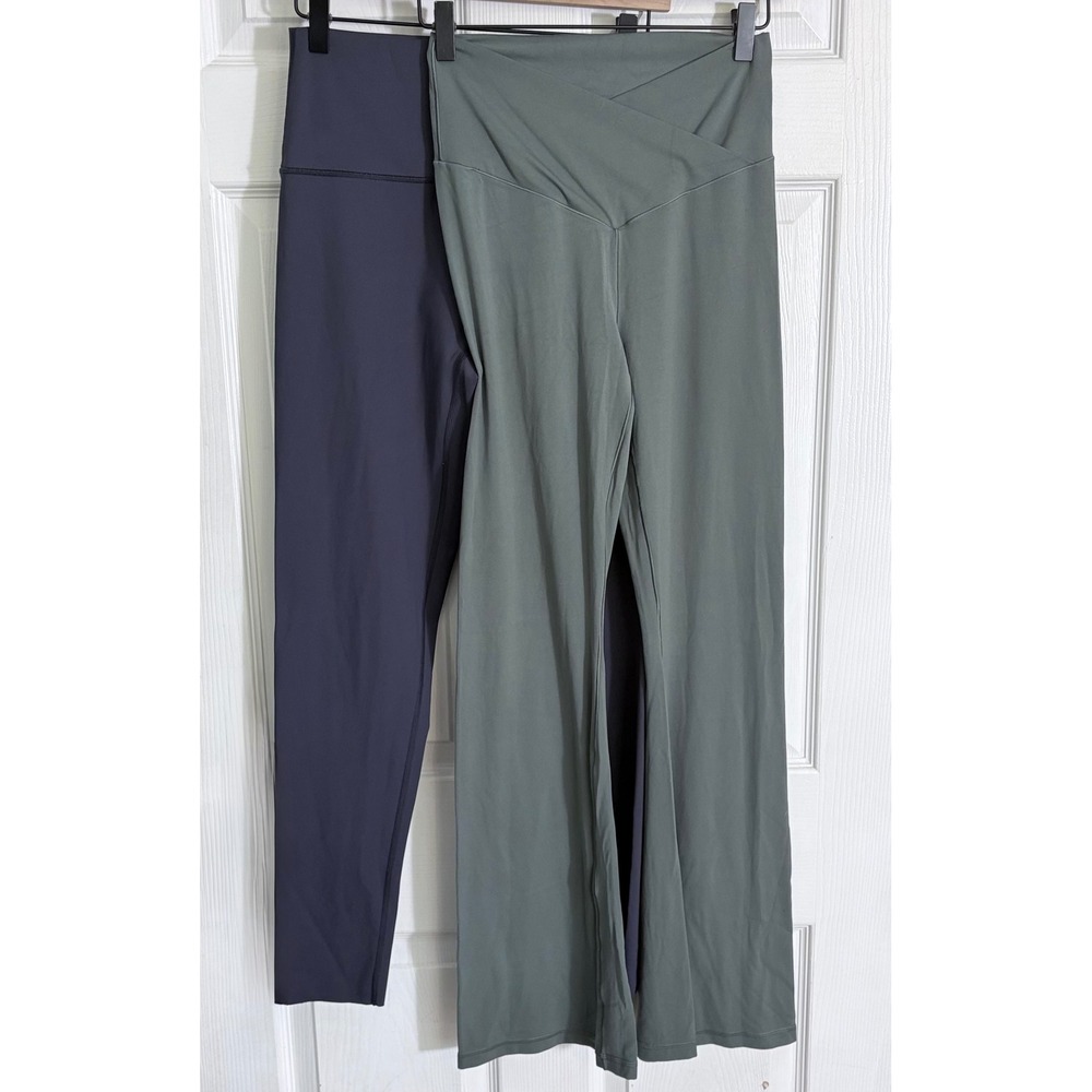 Aerie OFFLINE Leggings Bundle L Green Flare Navy 7/8 Crossover High Waist